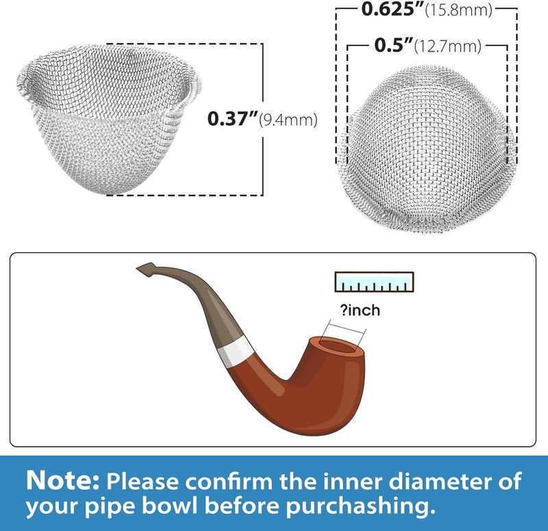 STANKER Pipe Screens Filter, 1/2 Inch 50 Pcs Adjustable Tapered Design Bowl Screens with Pipe Cleaners, 3 in 1 Tool, Bottle Brush, 0.5 Inch Stainless Steel Mesh with Metal Box - Image 2